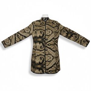 Elegant Black and Gold Tapestry Reversible Jacket